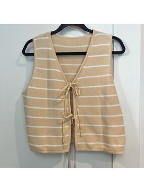 Striped Tan Sleeveless Top
